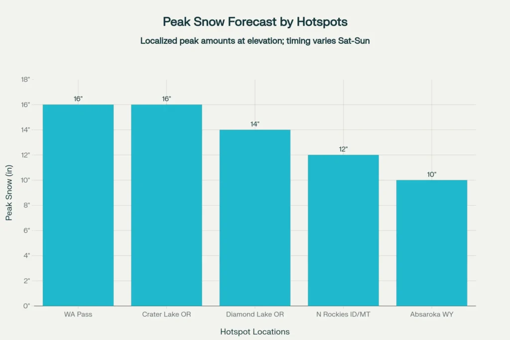 Peak Snow Forecasts by Hotspots